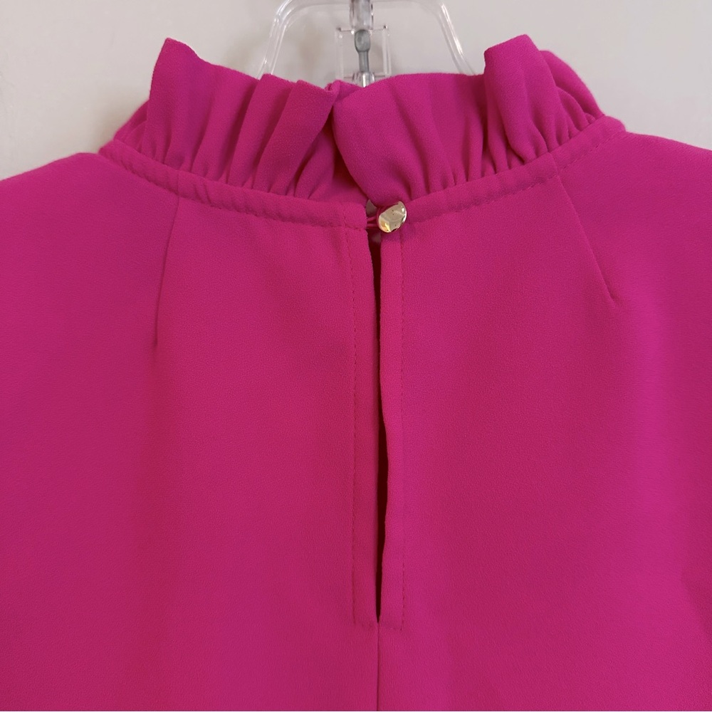 J. Crew Ruffle Collar 365 Crepe Blouse Women''s XS Pink Career Classic Dainty‎ - Picture 8 of 11